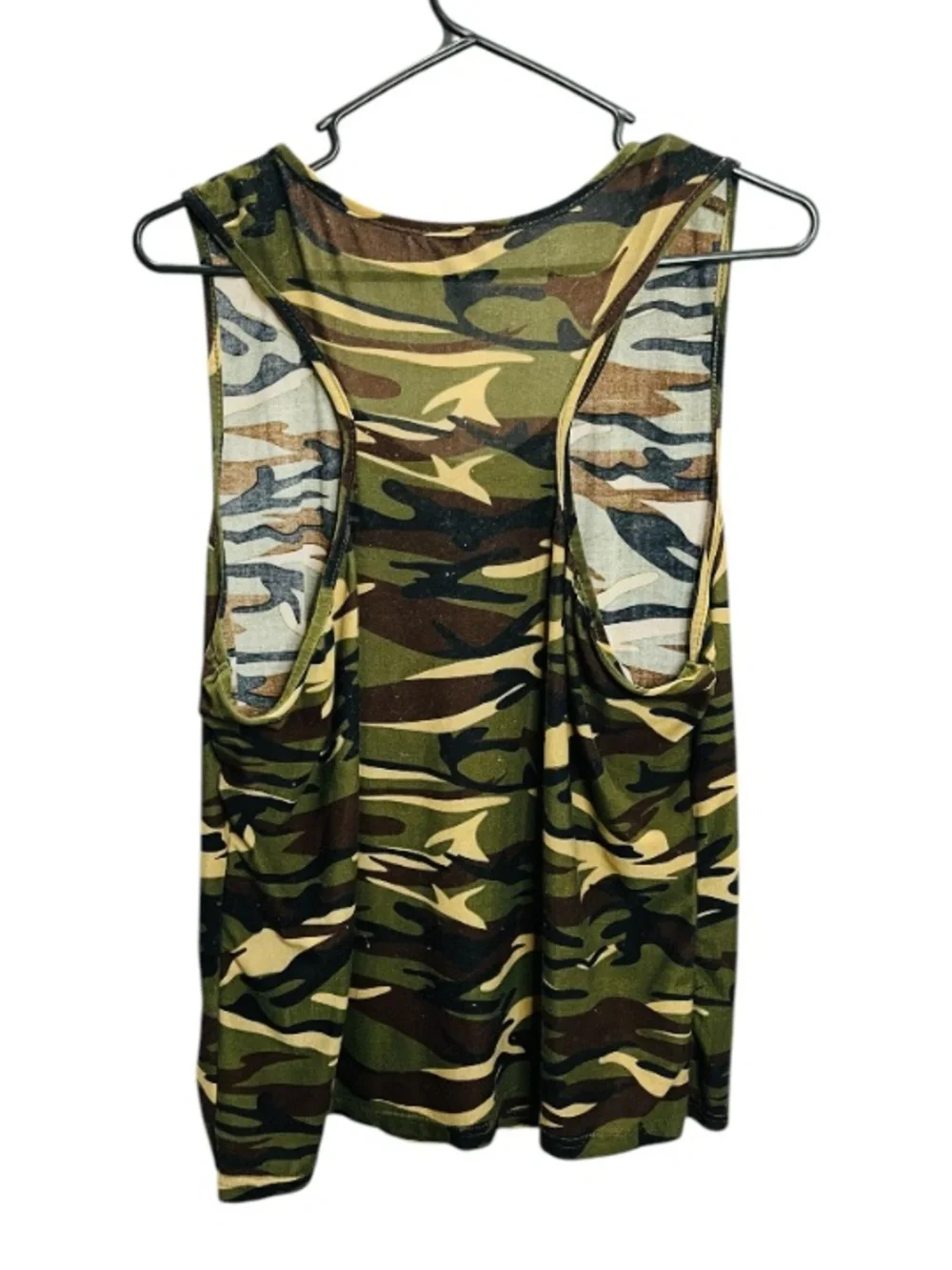 Ladies Camouflage Muscle Tank Top - Olive Camo - Picture 4 of 5